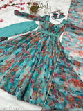 Organza Georgette printed gown set with dupatta (Pack 1), trendy, digital print, women's formal wear, high-quality material, breathable fabric, Indian origin