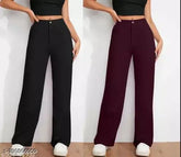 Cotton blend solid net ankle-length trousers with elastic waistband and front seam detail, slim fitting for women, India origin