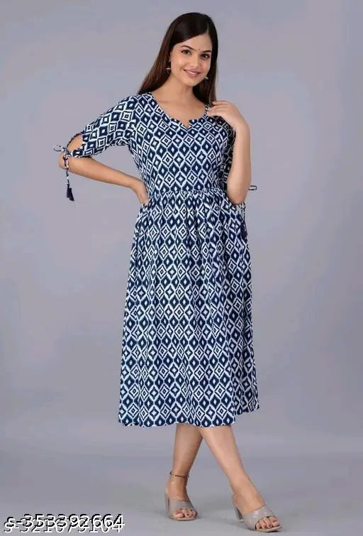 Cotton blend printed multi gouwan in XL size, vibrant Indian fashion with short sleeves