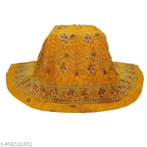 Georgette Rajputi Poshak for women: Embroidered lehenga, kurta, odhni, & satin astar set - Aari and stone work - Indian festival wear