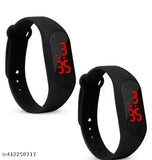 Black silicon M2 LED Band Digital Display Boys and Girls Watch set of 2, ideal for casual occasions and featuring a sleek rectangular/tonneau design