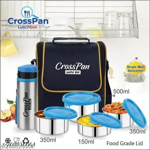 Stainless steel lunch box set with 4 leakproof containers and sleek water bottle, high-quality and eco-friendly for daily use