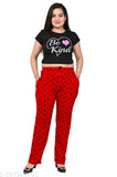 Relaxed fit women's cotton printed maxi pyjama/track pant set (2 pcs), super comfortable loungewear