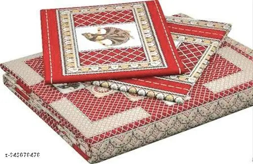 Rajasthani traditional jaipuri printed bedsheet double queen king size bedsheet with 2 pillow cover (ethnic design and fast colours)