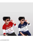 navyred kids because combo pack cotton long sleeves printed net children's apparel, 2 pieces with sizes from 1-2 years to 8-9 years