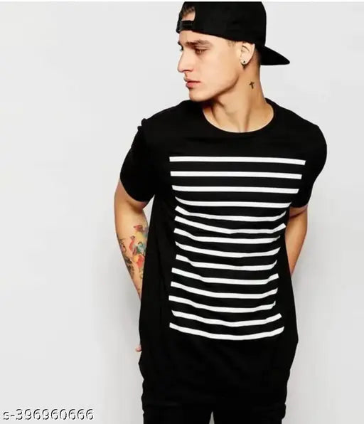 Striped polyester t-shirt, premium quality fabric for men and women, perfect for wear or layering