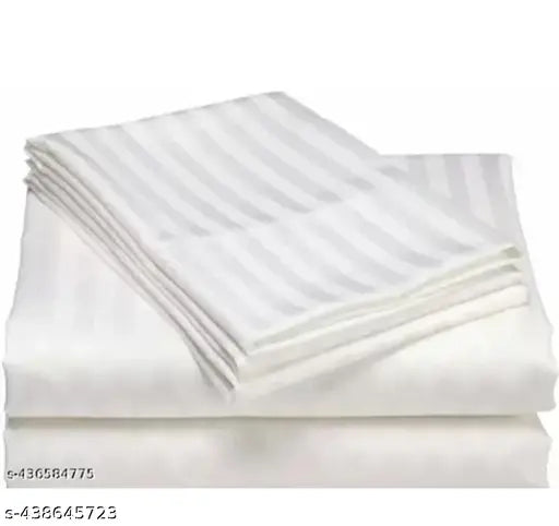 Royal striped polycotton double bedsheet, superfine quality, two pillow covers, ideal for adult summer use, made in India