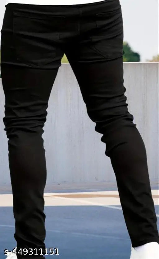 Black denim Z men's & boy's pants, medium stretch street skinny jeans - India origin