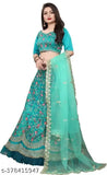 Trending embroidered silk lehenga choli set with net dupatta, semi-stitched (44m/42m/2.2m), Indian origin