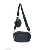 Stylish polyester sling bag, solid net parachute camera design, perfect for travel makeup storage and smartphone carry