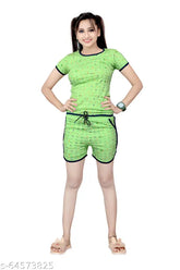 Women's cotton camera-printed nightwear Set(T-Shirts & Shorts), size S, M, L - soft, comfortable loungewear for sleep & relaxation, India origin