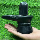 Premium black marble BigSize Shivling, traditional Indian decor with harmonious vibe