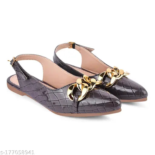 PU women's almond toe loafers, comfortable slip-on chain decoration, daily casual mule sandals & ballerinas from Froh Feet