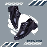 Black synthetic school shoes for kids, black casual sneakers for boys and girls. Lace-up design with PVC sole, ideal for running. Solid net pattern, available in various sizes from 4-5 years to 12-13 years. Made in India