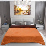 Ultra-soft, lightweight microfiber AC comforter (Coffee/Peach), dual color geometric print, reversible for all weather use, ideal for double bed