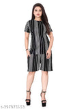 Striped polycotton night suit and dress set for women, featuring short sleeves and matching bottom shorts