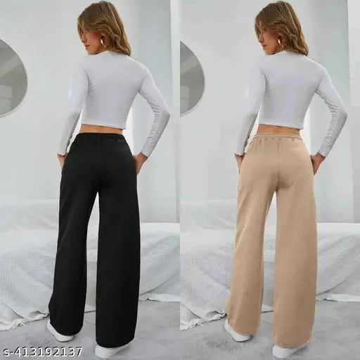 Straight fit cotton blend solid lower combo set of 2, men's casual wear for various sizes S-XL on display rack