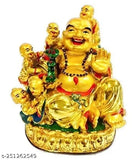 Laughing Buddha with kids, poly resin Vastu decor figurine from India