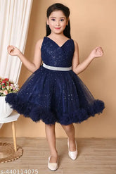 Embellished net party dress for toddler girls (9-12M, 12-18M, 1-2Y, 2-3Y, 3-4Y, 4-5Y, 5-6Y, 6-7Y), perfect for summer events. Made in India