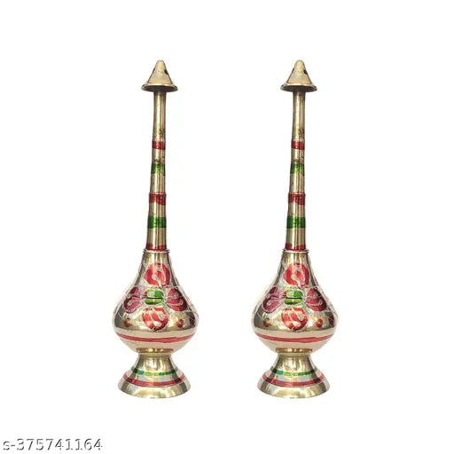 Brass Gulab Pash Gangajal Spray Bottle, traditional Indian incense holder, 10 inches, handcrafted
