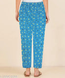 Three-piece cotton AFIYA women's pyjamas, attractive multi-color flower print, knee-length sizes L, XL, XXL