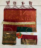 Traditional kids half saree, litchi silk with zari woven design, unstitched, free size (dupatta length 1.7m), India
