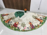 Pure satin silk, Navratri special lehenga for kids with digital printed madhubani pattern, unstitched blouse, long sleeves