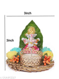 Poly resin Laxmi Ganesh idol with wax diya, Indian handicraft & artifact showpiece for Diwali decor, dimensions 3x3x3 inches