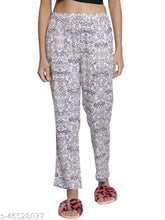 Rayon floral white printed maxi pyjama, comfortable loungewear with pocket detail for women, India origin