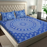 100% cotton Jaipuri-printed double bed sheets combo pack, 2 double bedsheets & 4 pillow covers - VNV Creation, summer season