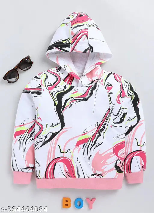 Multicolor printed cotton hoodie, girls 2-3 years, MIMINO charm, vibrant winter wear