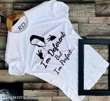 White polyester men's half round neck t-shirt with latest trending print design, ideal for sports and casual wear