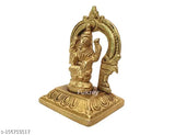 Brass Lakshmi Idol, antique-polished home office decor, Indian handcrafted god statue (6CM)