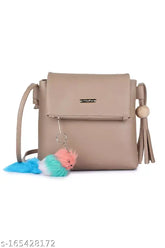 Solid PU sling bag, free size, India-origin accessory