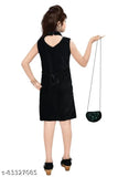 Nylon sleeveless sparkle velvet dress for girls (India), accessorized with matching bag