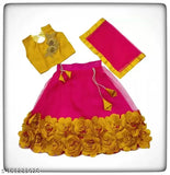 Embroidered net lehenga choli with self-design, sleeveless, 1-2 years size (waist 25in, length 19in), Indian origin