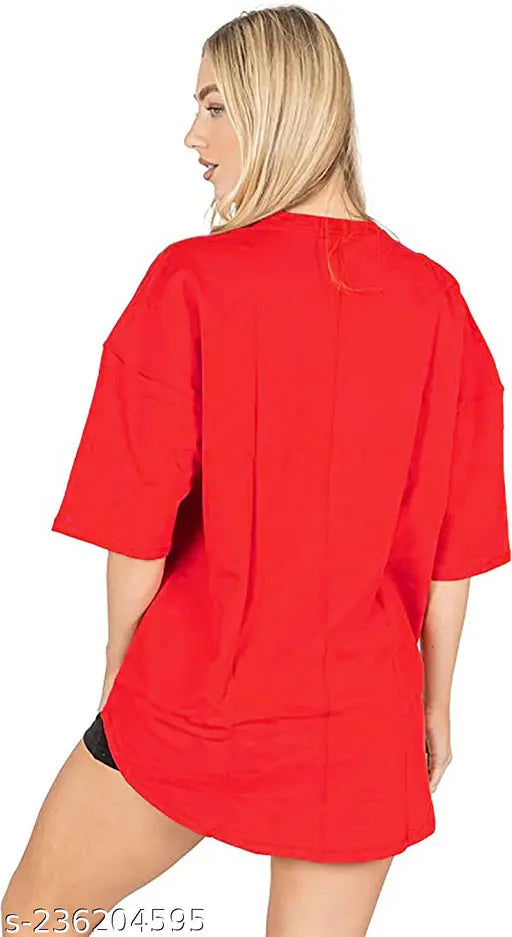 Oversize cottonblend half sleeve women's t-shirt with printed net design, ideal for casual wear, LEOTUDE brand