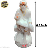 White marble OM SAI Shirdi Saibaba statue, 6 inch home/office God idol, durable & long-lasting colors