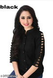 Rayon Cinderella strip top - solid net, three-quarter sleeves, women's fashion clothing on hanger