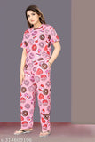 Premium quality women's pyjama set, printed net top & bottom in polycotton, pack of 2 (S-XXL)
