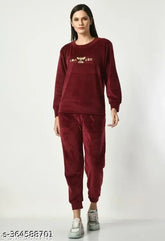 Women's wool winter wear set: Long sleeve top & bottom with sleek design, two sizes available (S, M, L, XL)