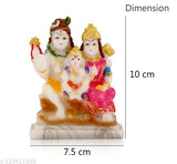 Marble Shiv Parvati Ganesh Statue set - Handcrafted Indian God Idol family showpiece for home or pooja mandir decoration, 10cm x 10cm x 10.5cm