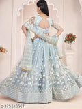 Embroidered net lehenga choli set for kids, 1050 piece with short sleeves, 3-14 years, Indian handcrafted