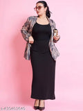 Plus size full length pencil skirt, solid net polycotton for curvy women, India-made wardrobe essential