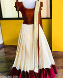 Keralan gold-zari aari work lehenga set, poly silk topwear and tissue dupatta, applique big border design