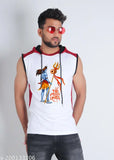 Sleeveless Shiv fantasy polycotton t-shirt, vibrant print design, Indian origin