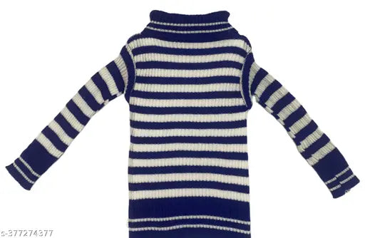 Multicolor woolen lining highneck kids pack of 3 - Striped woolen long sleeves for toddlers (9-12M, 12-18M, 18-24M) made in India