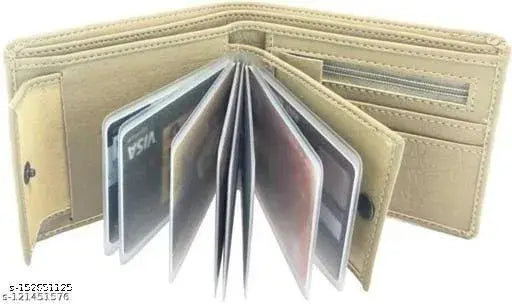 Artificial leather TAQWA men's wallet, 12 card slots, solid pattern, durable for everyday use