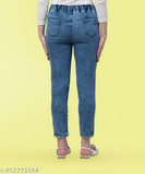 Premium Denim Baggy Jogger Jeans, Pearl Blue & Grey, Stretchable, Plus Size XL2XL-4XL, Anti-shrink fabric for women's mid-rise party wear