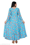 Flower printed georgette long kurti for women, Indian exclusive with heavy American crêpe lining, round neck & long sleeves
